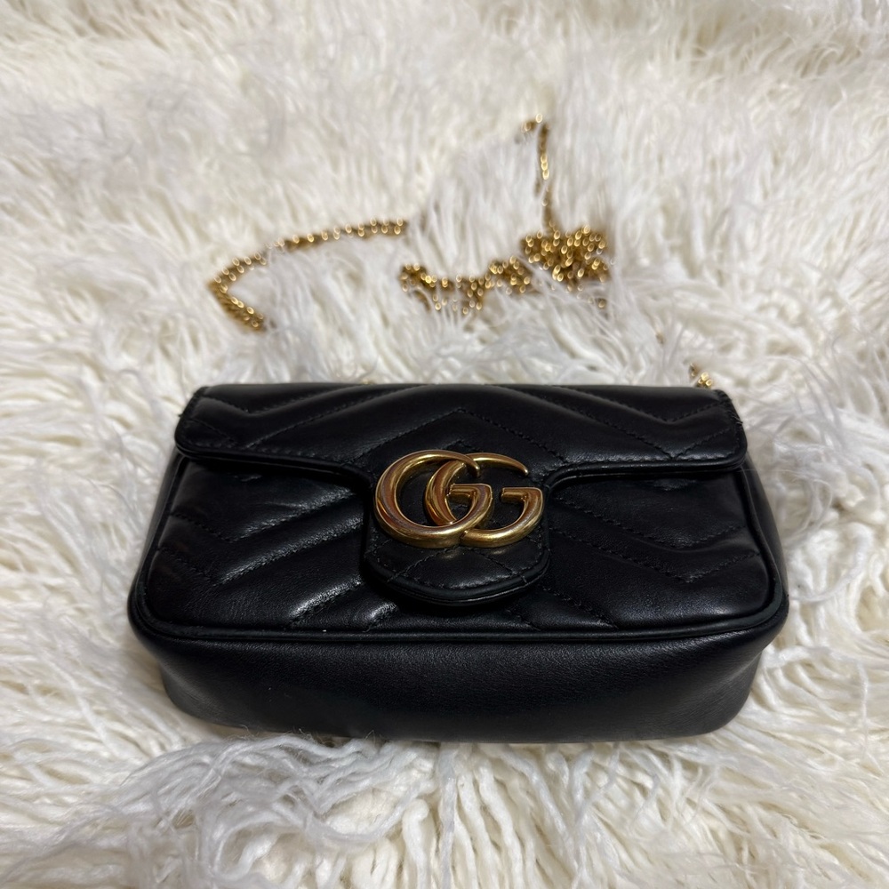 Gucci GG Marmont Mini Bag in Black with Gold Accents